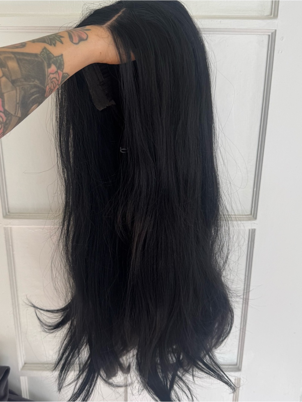 Black Long Straight synthetic lace front wig